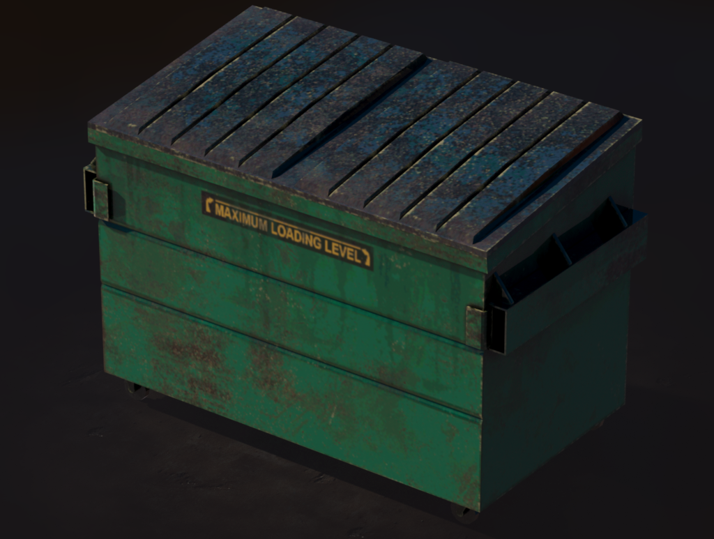 Low-poly dumpster 3D asset