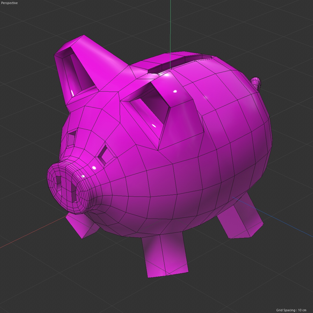 Piggy bank fractured mesh presentation