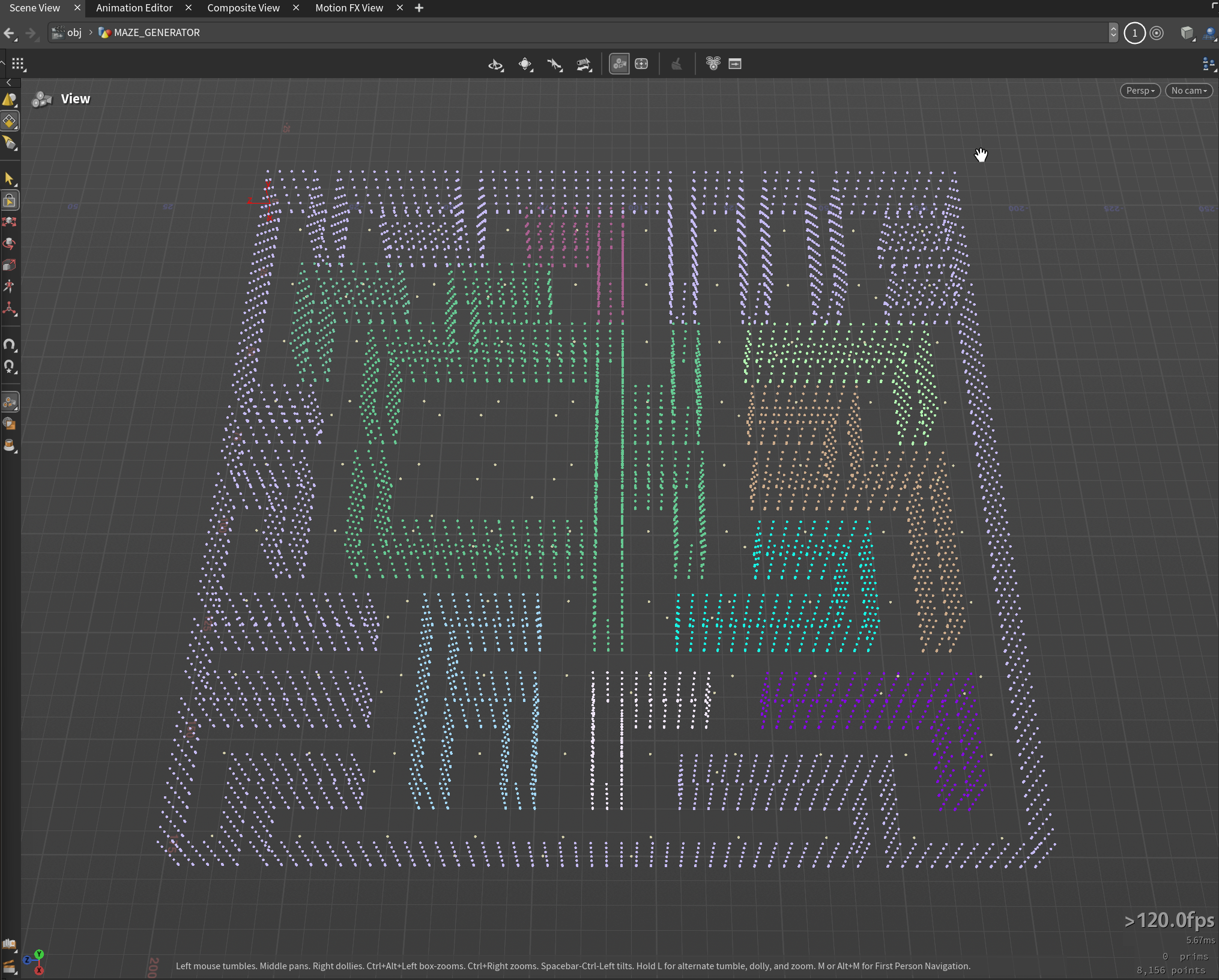 Colored procedural placement points in the Houdini generator