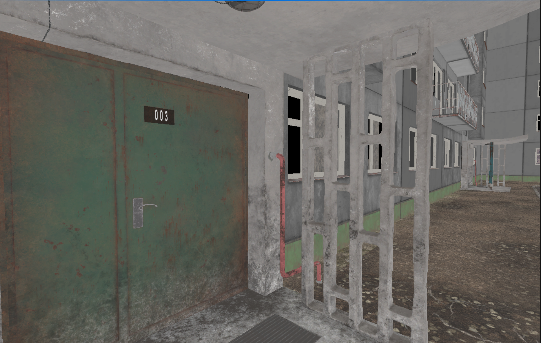 Generated entrance door displaying number 003