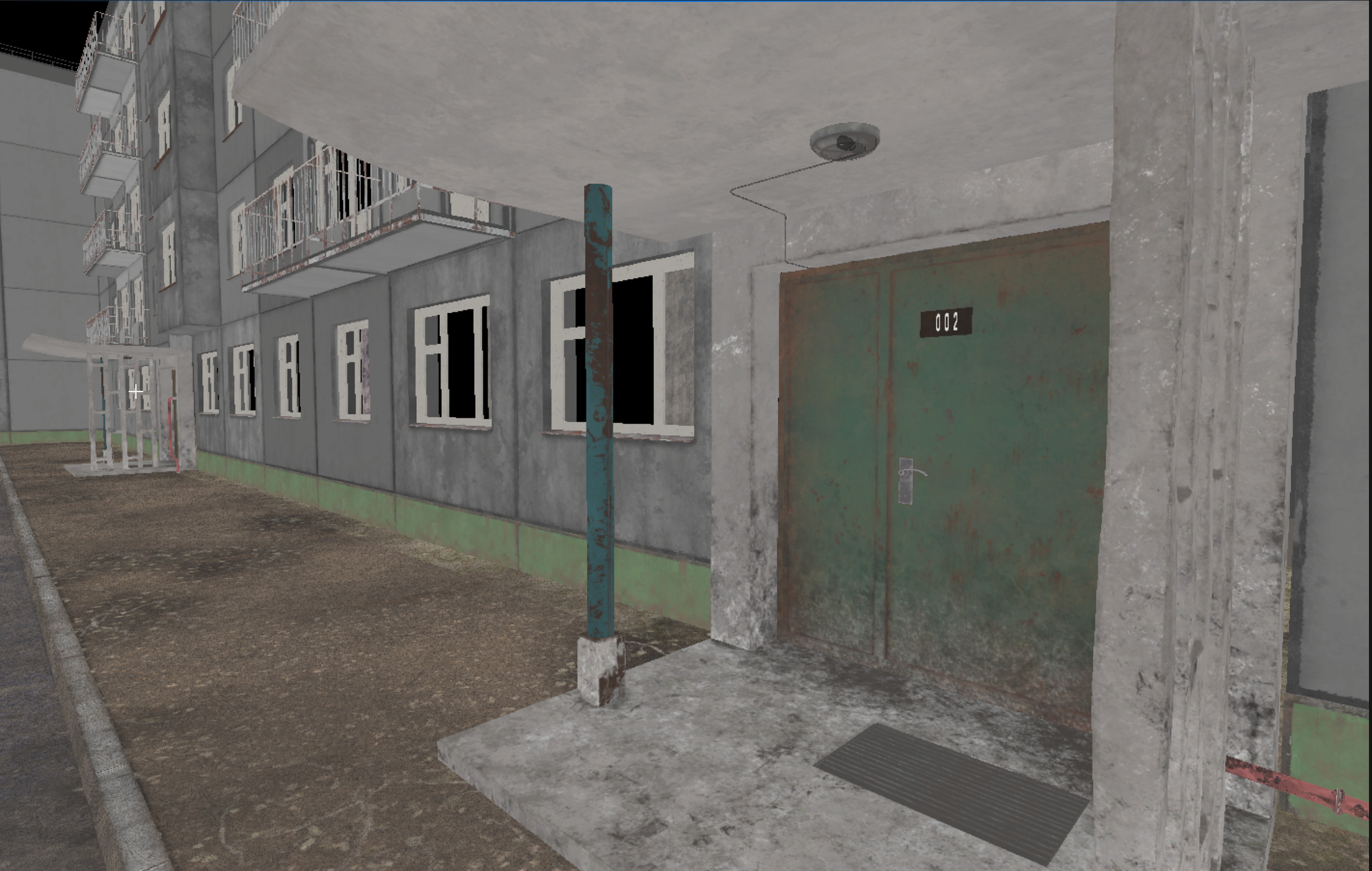 Generated entrance door displaying number 002