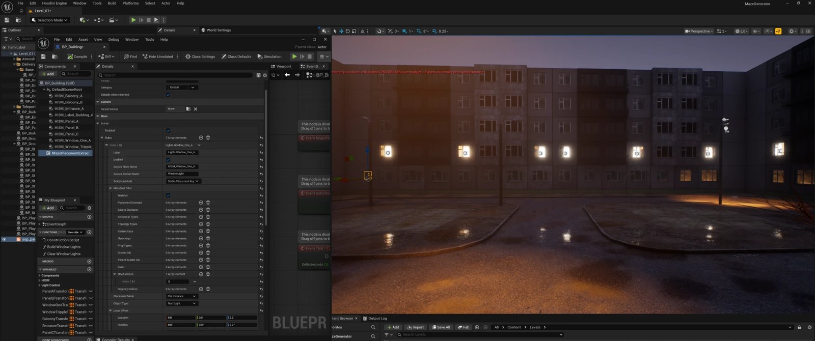 The same rule with Floor Indices set to 3, and the result in the viewport: only that floor's windows are lit