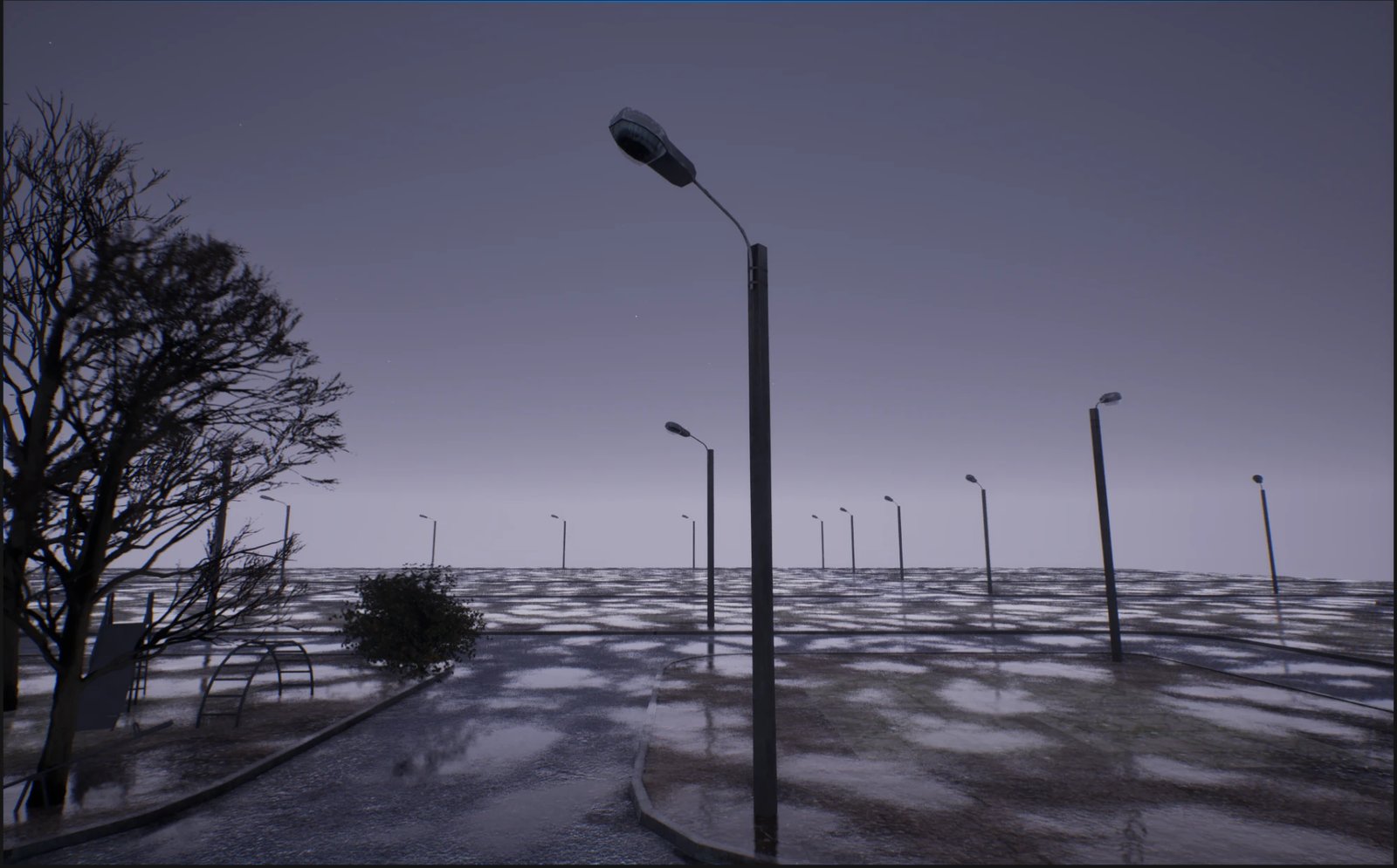 The same streetlight with neither the emissive material nor the light component active