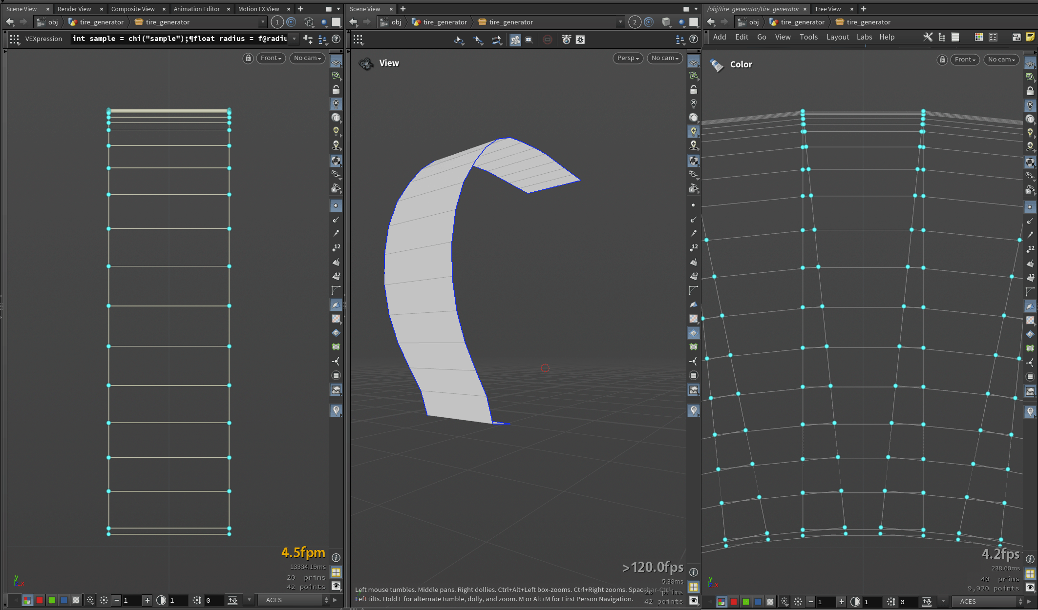 Tread tiling and angular correction