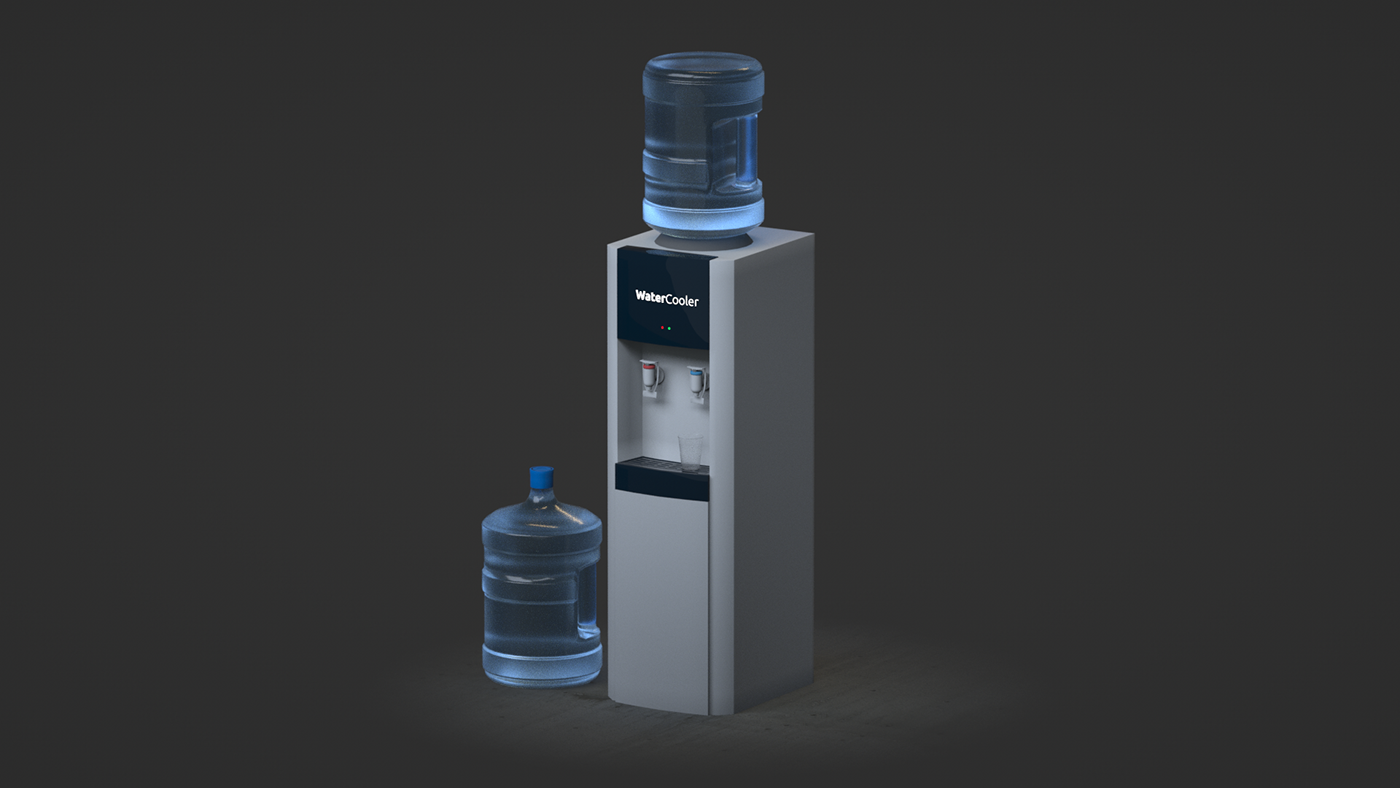 Water cooler 3D model shown with a separate replacement bottle